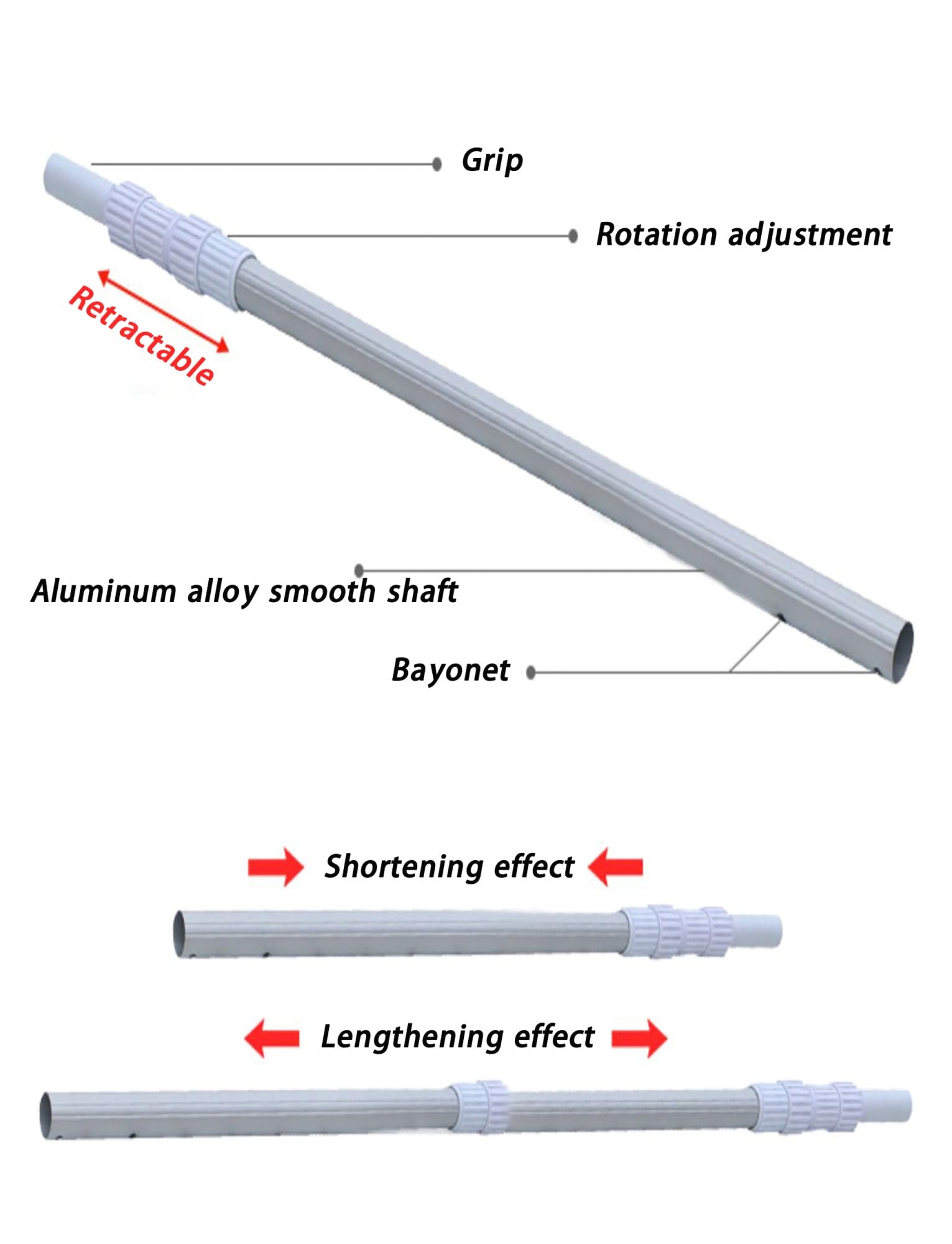 Questo retino per Piscina Resistente, retino per la Pulizia delle Foglie della Piscina, retino a rastrello per Foglie della Piscina (Asta Inclusa) (Stile 1.200 cm/78,7 Pollici)