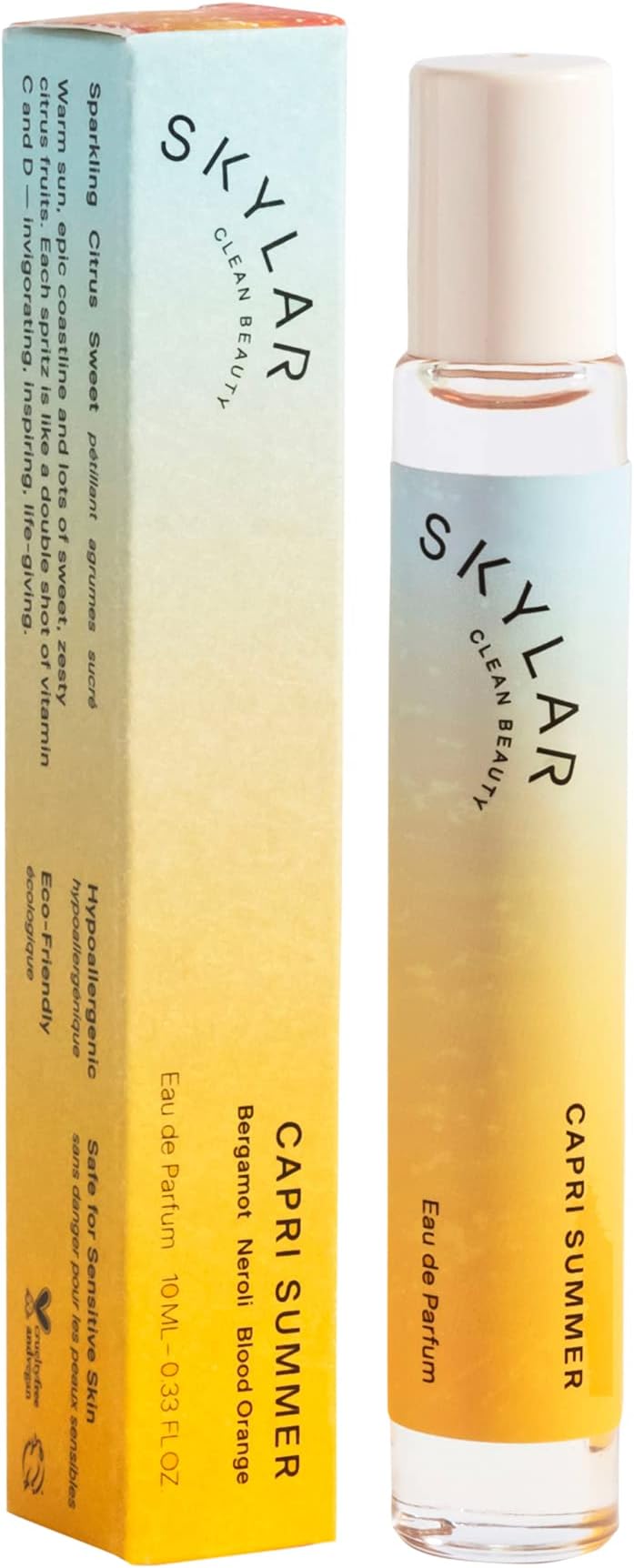 - Capri Summer Eau de Parfum - Hypoallergenic & Clean Perfume for Women & Men, Vegan & Safe for Sensitive Skin - Fruity Citrus Perfume, Bergamot, Neroli & Blood Orange - 10mL /0.33 Fl oz
