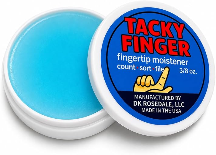 Fingertip Moistener 3/8 oz – Odor-Free, Non-Toxic Gel | for Counting, Sorting, Filing & Sealing – Non-Skid Base & Easy-Open Lid