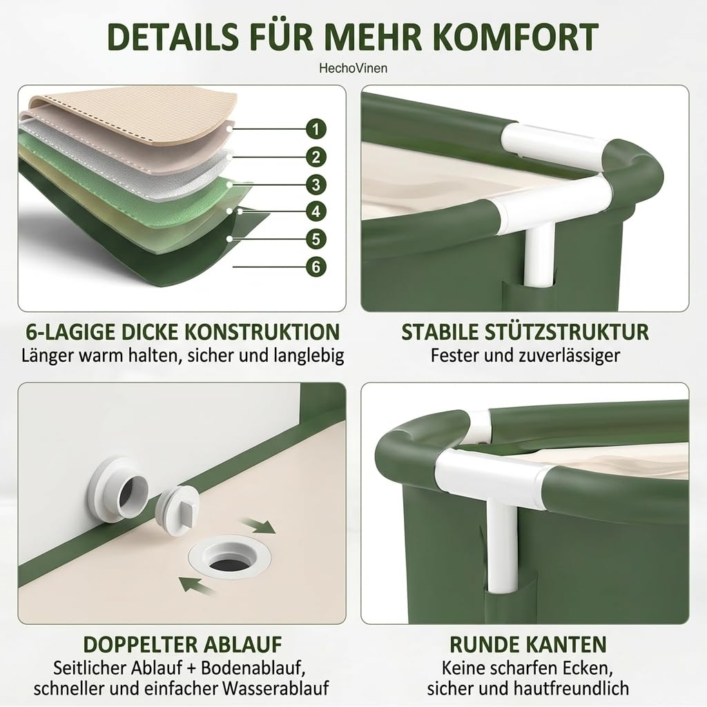 Bañera plegable para adultos, bañera plegable portátil para ducha, bañera plegable portátil cómoda bañera de remojo para el hogar, viajes y apartamentos de alquiler