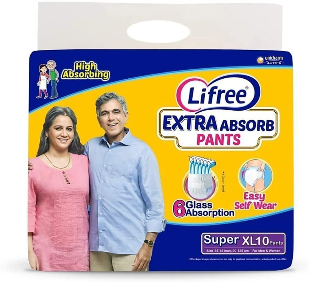 Lifree Extra Absorb Pants- Extra Large-(10 Pieces) XL-(10 Pieces) Unisex Adult Diaper.