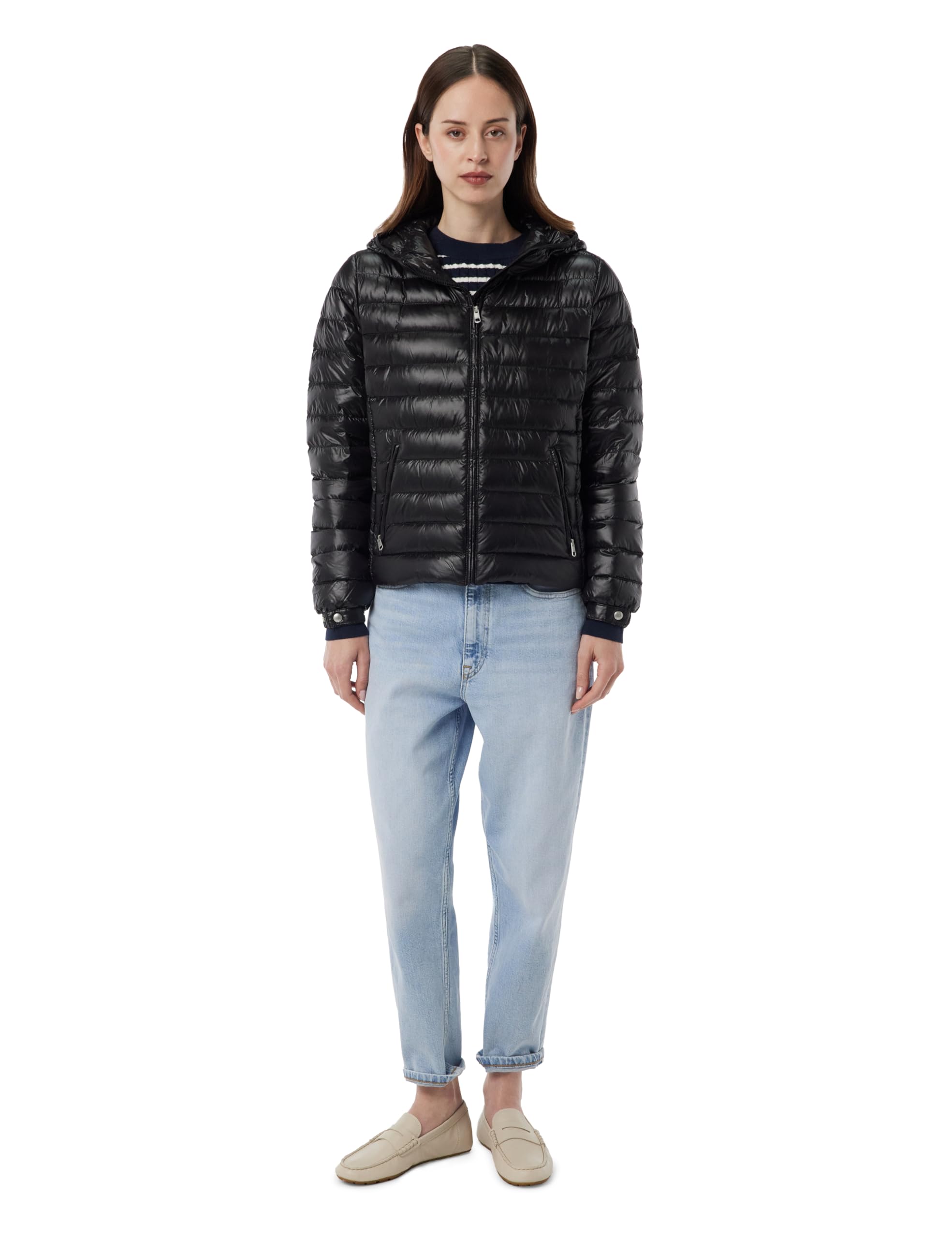 Tommy Hilfiger Women’s Hooded Down Jacket with Zip, Black (Black), M