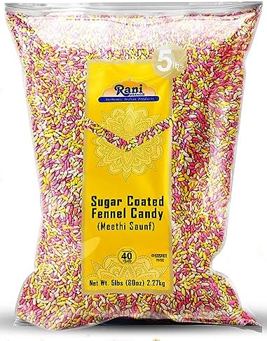 Rani Sugar Coated Fennel Candy (Value Pack) 5lbs (Assorted Colors/Flavors)
