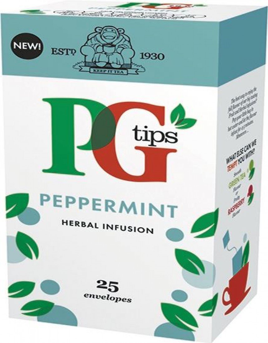 PG Tips Peppermint Herbal Infusion Envelope Tea Bags Box | 25 Pack