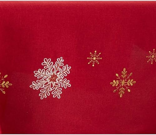 Vista 33 de Saro Lifestyle Camino de mesa bordado con diseño de copo de nieve, rojo, 16 x 120 pulgadas
