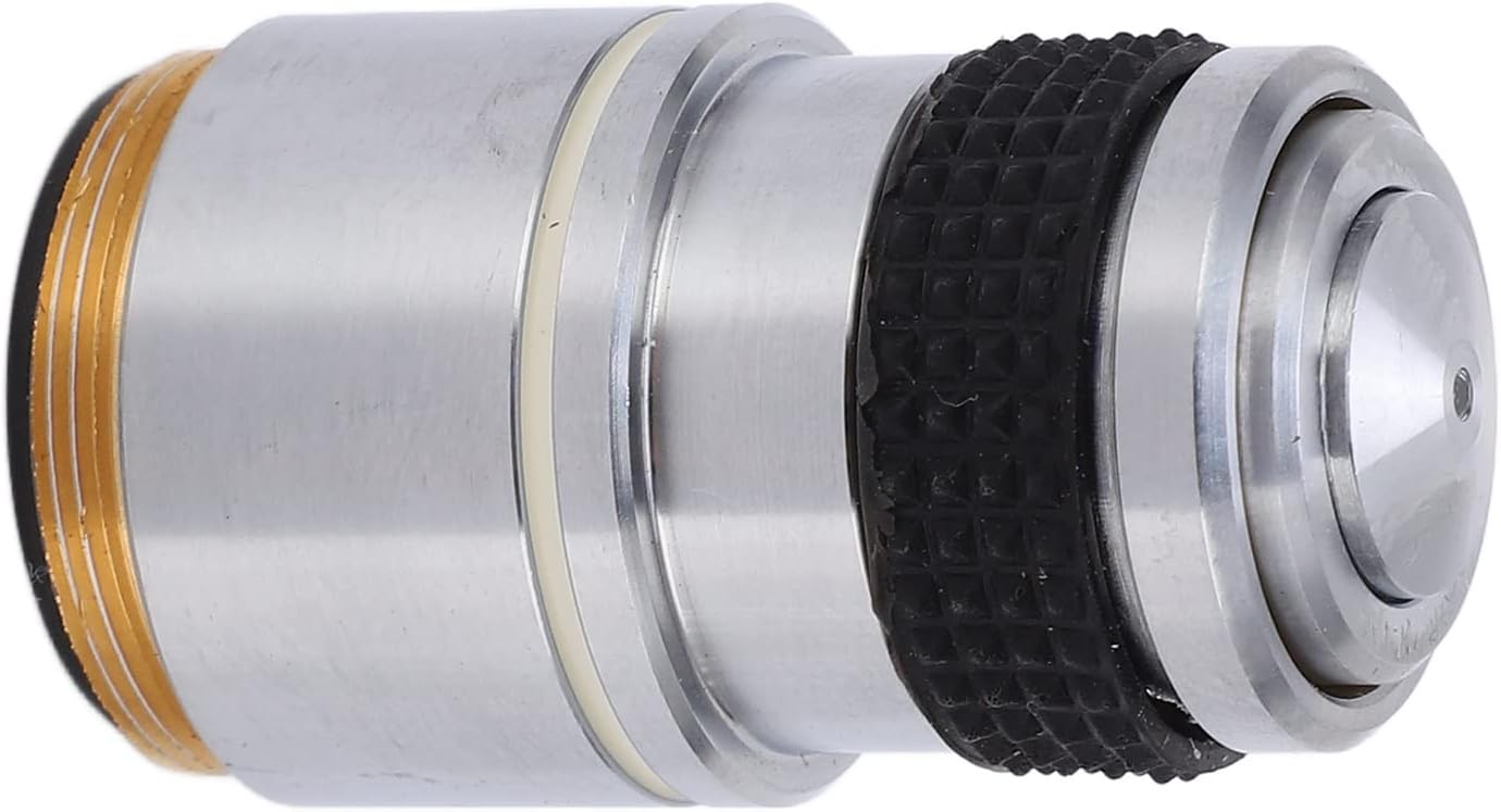 Achromatic Microscope Objective Lens, High Transmittance Oil Immersion Viewing for Biological Laboratory Microscopy Aluminum Alloy Optical Glass 20mm Interface 1 Piece