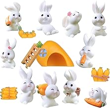 15 Pieces Easter Mini Bunny, Miniature Sculpture Easter Rabbits, Miniature Resin Bunny Figures, Bunny Figures for Easter Micro Landscape Decoration Children Birthday Gift