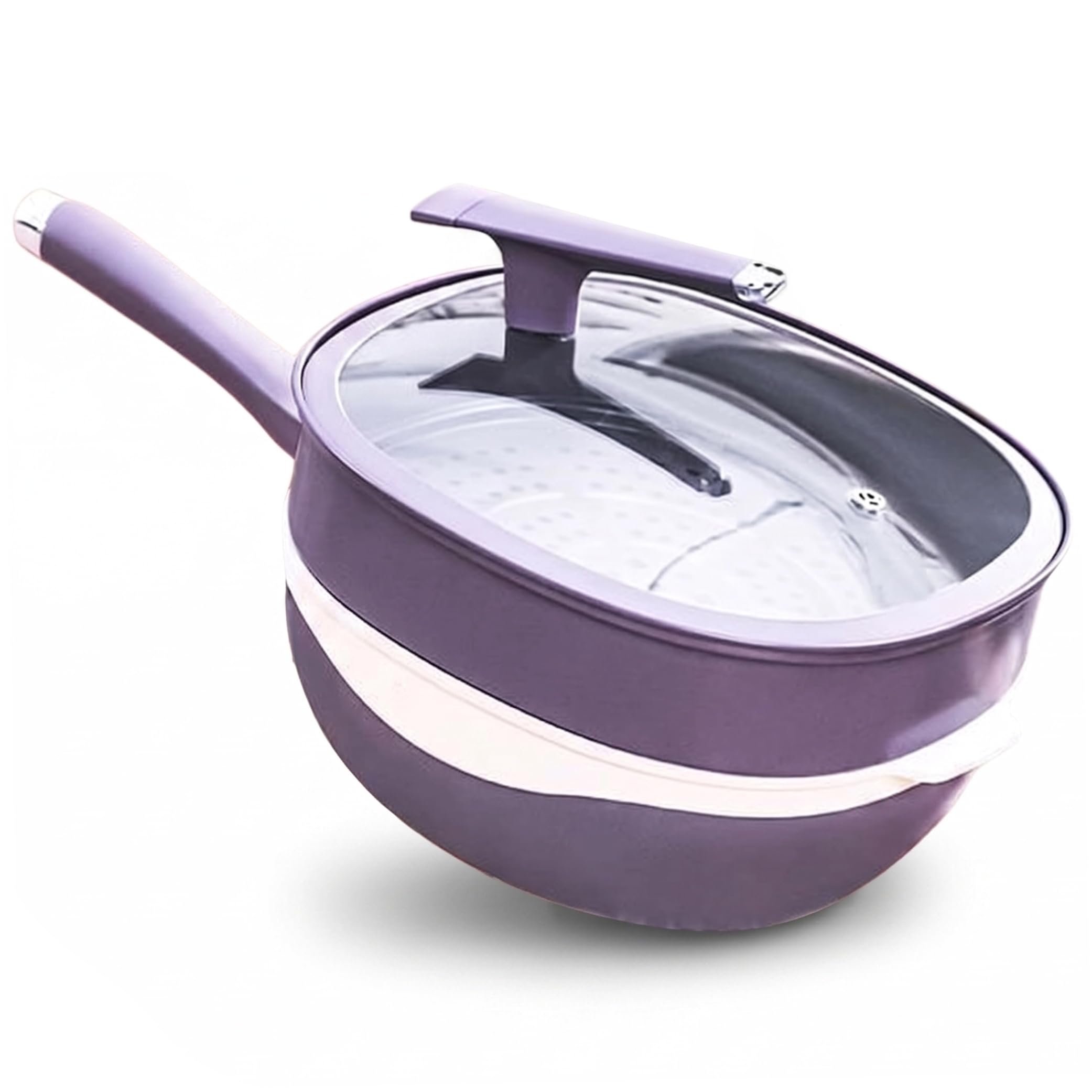 Ginwrek titanium pans Titanium Pans, 1 Nonstick Cooking Pan With Lid, & Accessories, 32cm Ceramic Pan, Purple