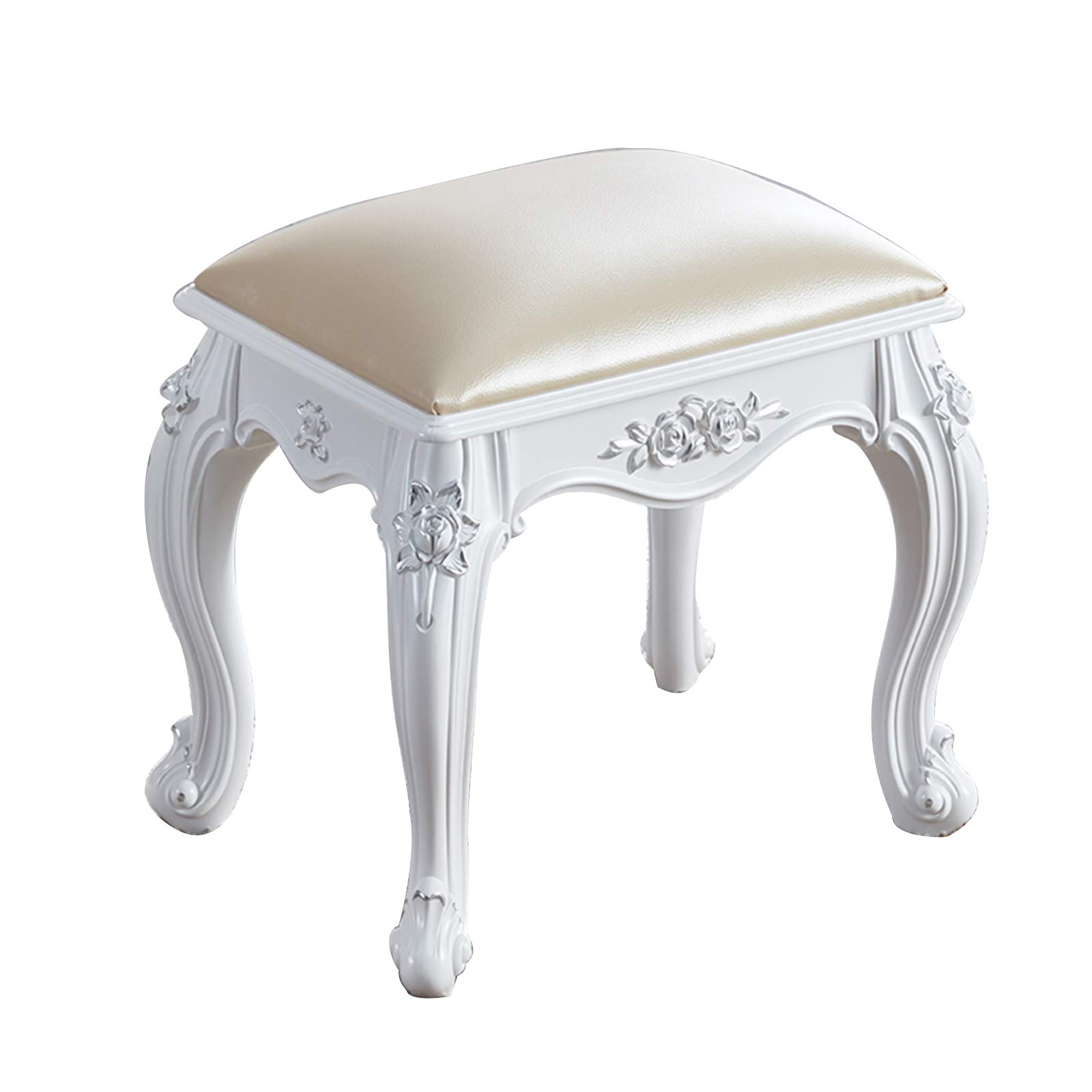 Schminktisch Hocker,PU Leder Fußhocker/Gepolsterte Ottomane Hocker/Makeup Vanity Hocker/Stuhl/Quadrat Fußstütze Holzbeine Für Wohnzimmer Schlafzimmer