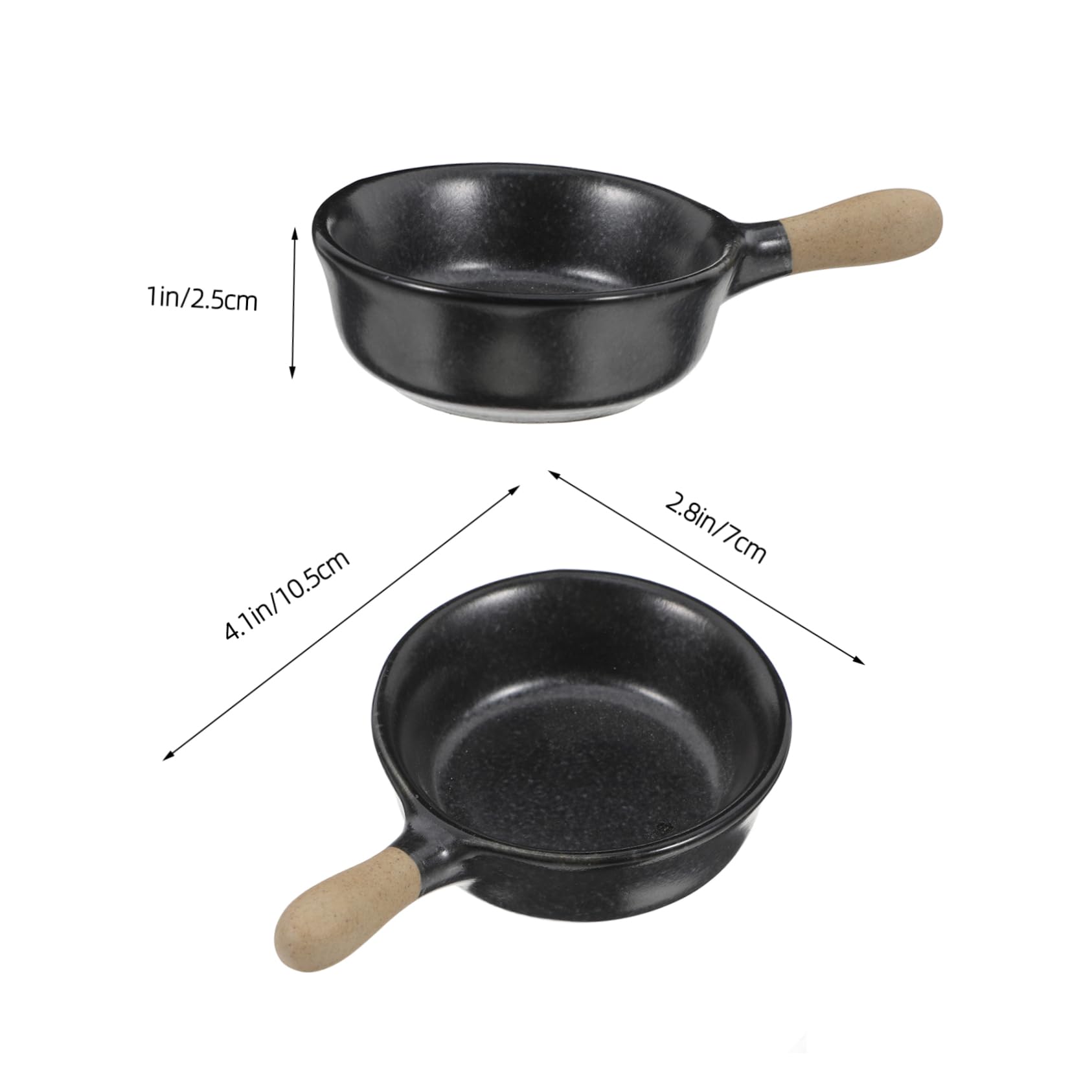 SOLUSTRE Small Ceramic Bowl with Handle for Dipping Sauces Soy Sauce Dish Black Porcelain Condiment Dish Ceramic Dish for Dipping Sauces Seasoning and Side Dish