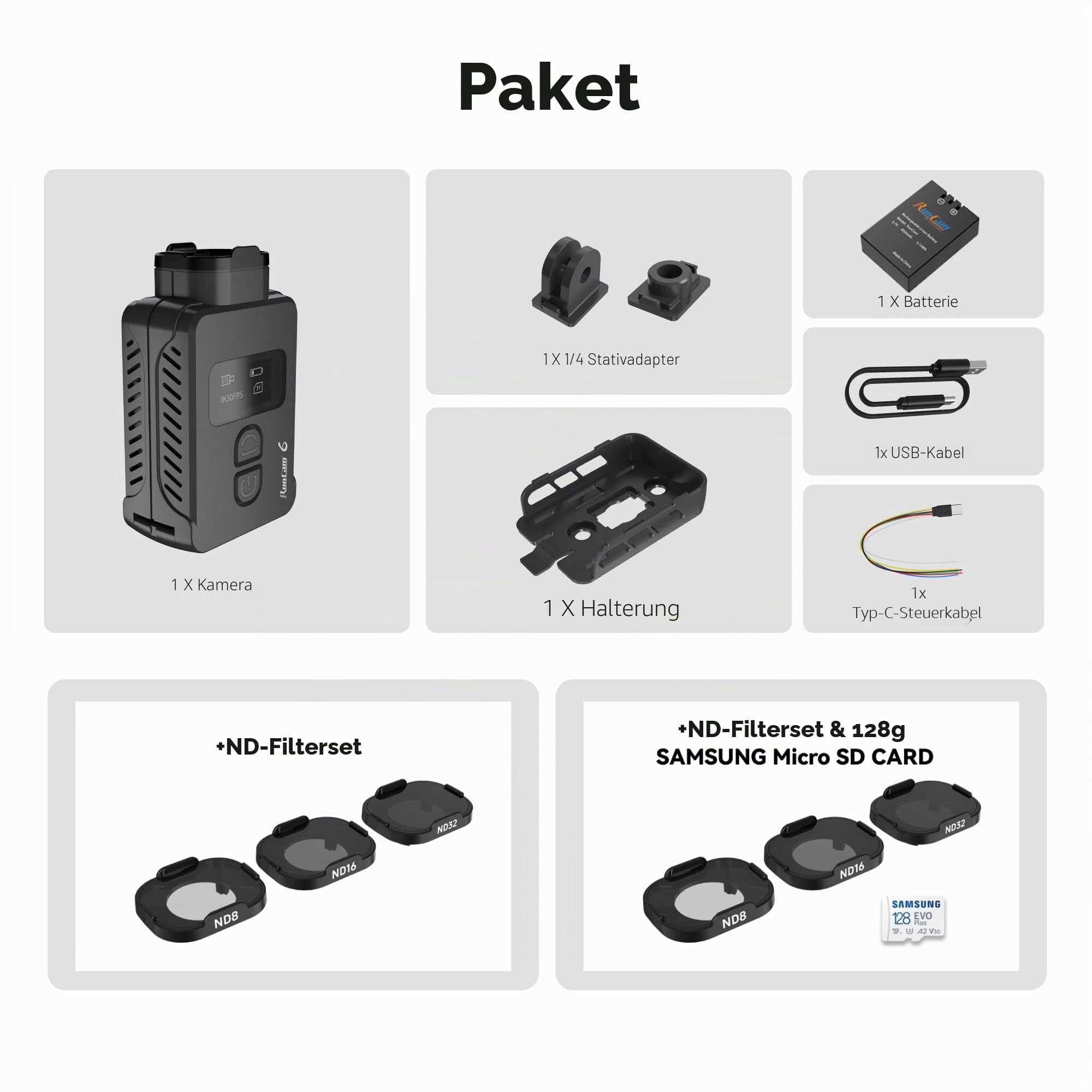 RunCam 6 4K FPV Action Kamera, Mini HD Video Cam mit EIS & GyroFlow HDMI PWM unterstützt für RC Flugzeug Rakete RC Auto FPV-Drohne Airsoft Outdoor Sport - Option 1