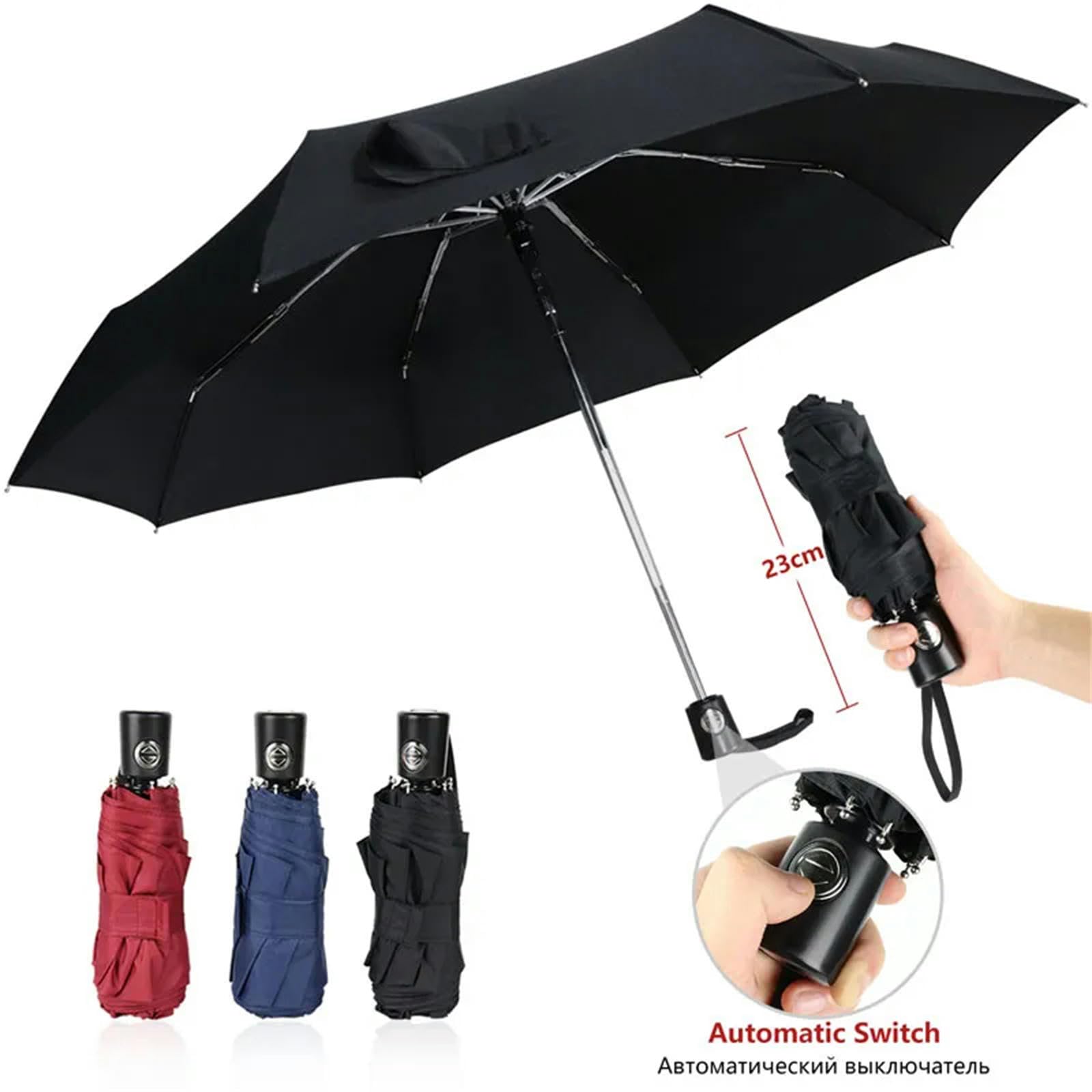 MdybF Ombrello Mini Ombrello Tascabile Automatico Piccolo Viaggio Ombrello Parasol Outdoor Portatile-Nero