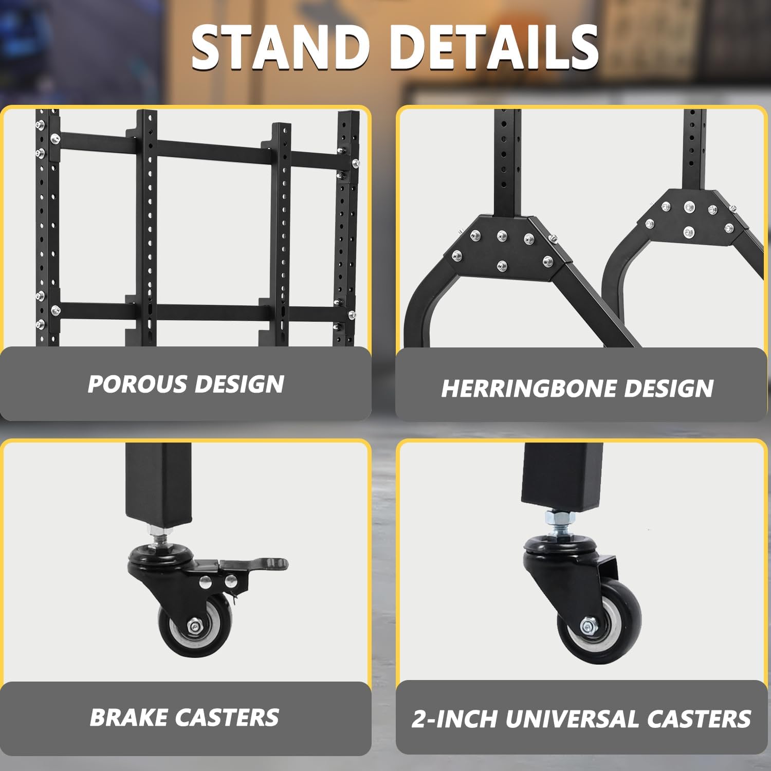 Marada Pro Sim Racing Monitor Stand - with 360°Locking Casters and Multi-Hole Adjustment, Compatible with 27 to 65 Inch Displays, 220lbs Load Capacity