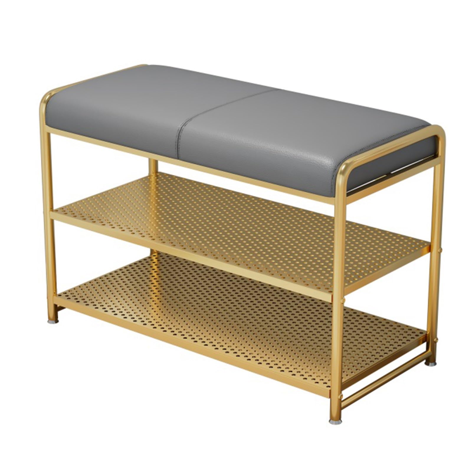 KLGFBDC Entryway Bench with Shoe Storage - Cushioned Seat and 3-Tier Shoe Rack Organizer for Hallway or Living Room