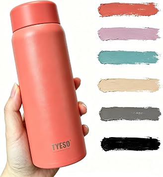 TYESO 7 oz Mini Water Bottle,Small Insulated Water Bottle for Hot&Cold Drinks,Insulated Vacuum Stainless Steel Small Flask - Leak Proof & Spill Proof for Drink, Coffee ORANGE, 7 oz