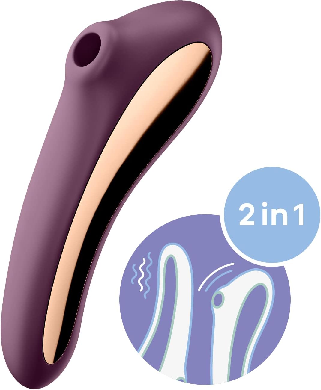 Satisfyer ‘Dual Kiss’, 2:1 Vibrator + Pressure Wave Device, Waterproof, Rechargeable, Medical-Grade Silicone, Colour:red