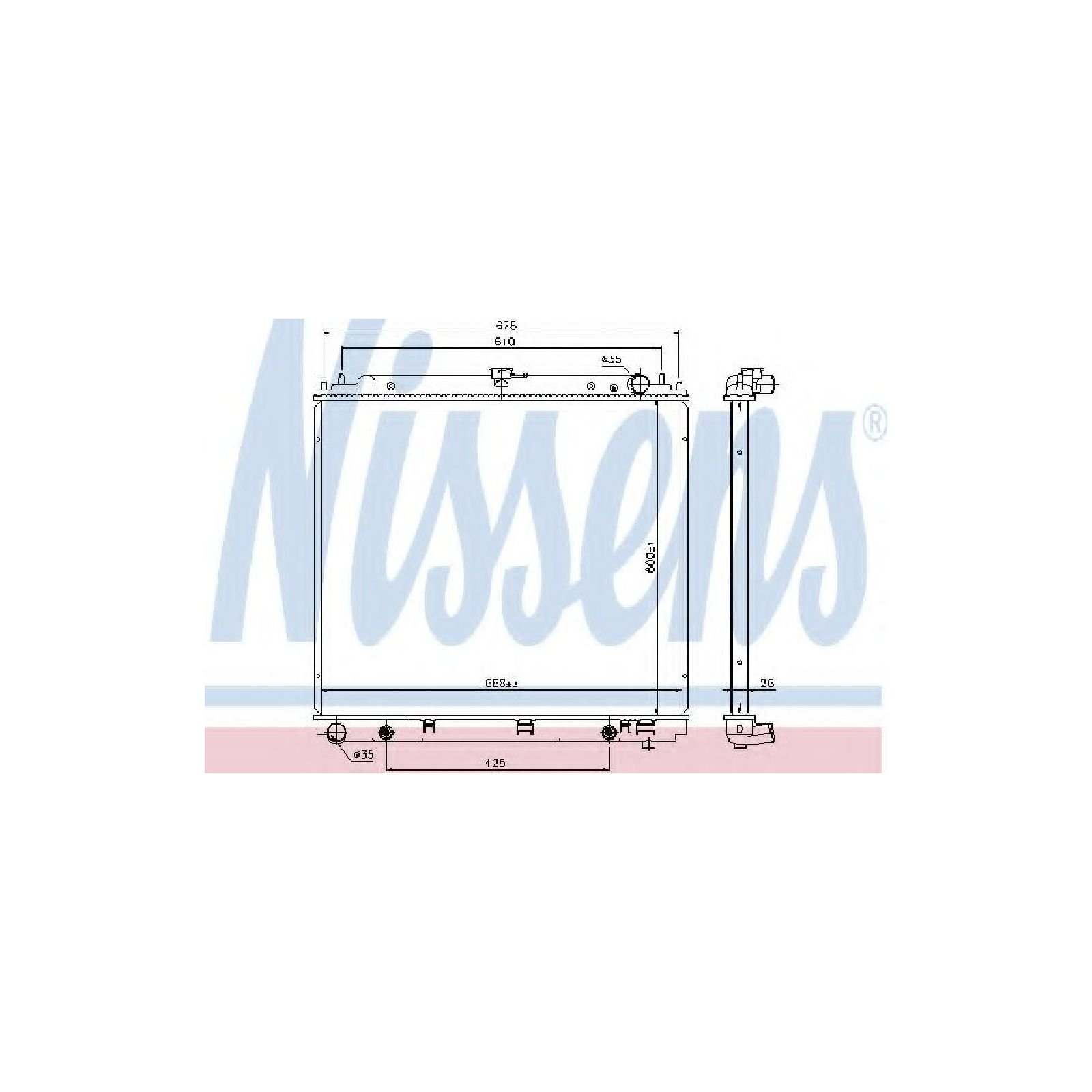 Nissens Radiatore Motore Grupo Rafredamento Radiatore Rafredamento Motore Larghezza Della Rete 688Mm Lunghezza Della Rete 600Mm Profondità Della Rete 32Mm Per Nissan Pathfinder Iii (R51) 69485-image