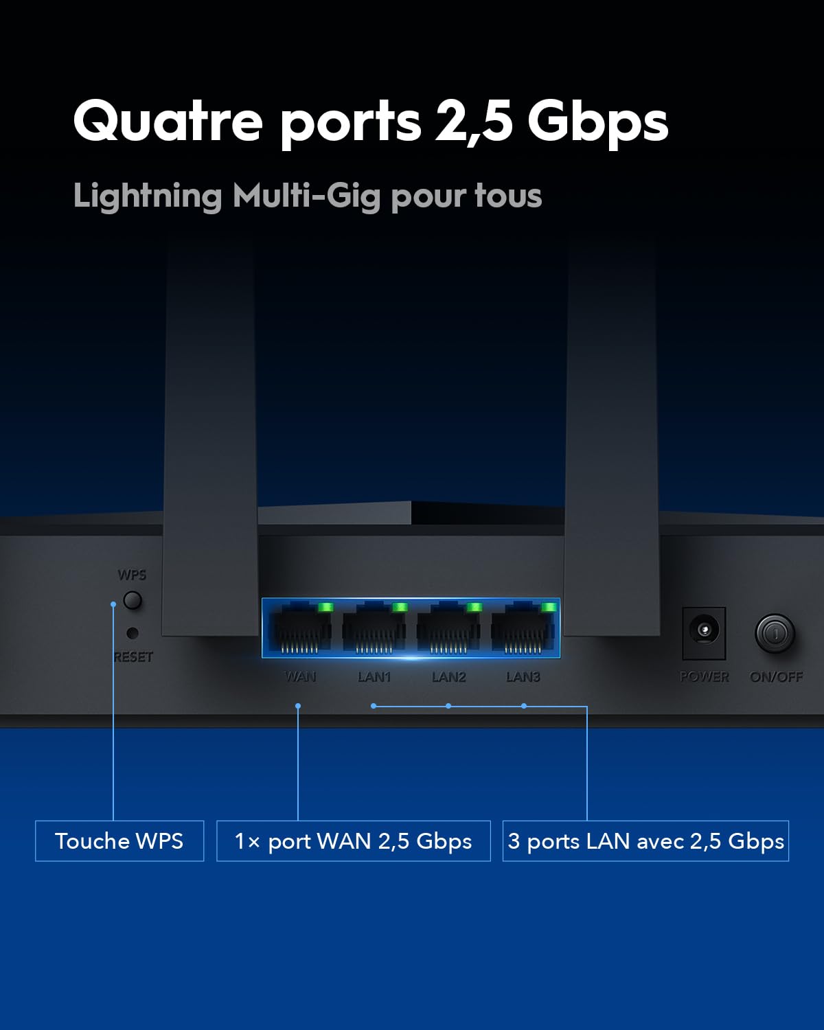 Cudy Routeur Wi-FI 7 BE11000 tri-Bande, 6 Flux 10 Gbit/s, 4 Ports 2,5 G, jusqu'à 11 000 Mbps, Serveur et Client VPN, Application Cudy, Mesh et antennes à Gain élevé WR11000