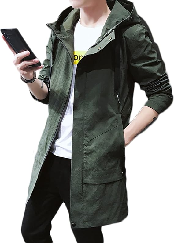 Amazon コート チェスターコート メンズ フード付き ジップアップ ミドル丈 ビジネス 春 秋 防寒 通勤通学 トレンチコート スプリング 大きいサイズ コート ジャケット 通販