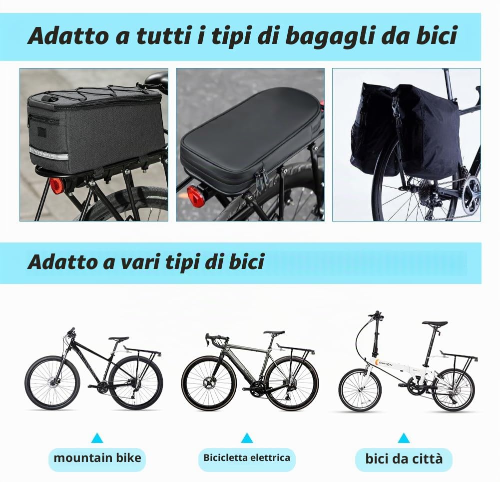 Portapacchi Posteriore per Bicicletta in Lega di Alluminio, Mountain Bike, Installazione Rapida, 24 Pollici