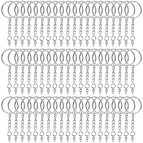 Audab 360Pcs Keychain Bulk, 120Pcs Keychain Rings with Chain and Open Jump Ring with Screw Eye Pins for Crafts and Jewelry Making