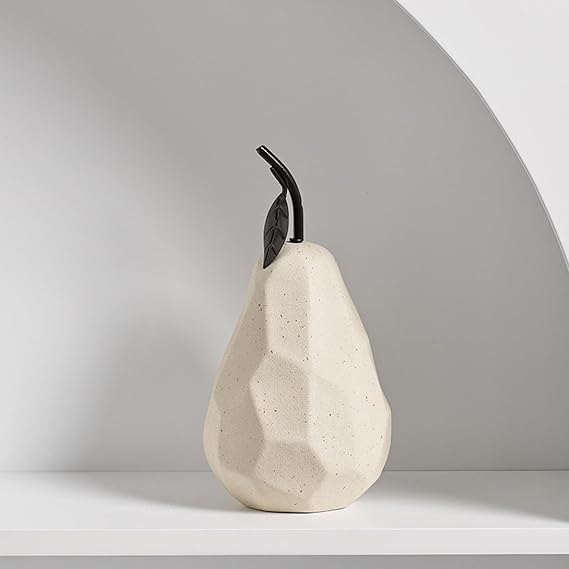 White Ceramic Apple Pear Statue, Creative Ceramic Apple Pear Ornament, Minimalist Modern Fruit Sculpture Ornaments, Geometric Ceramic Fruit Ornament, Apple Pear Shape Modern Simple Statue ( Color : Pe