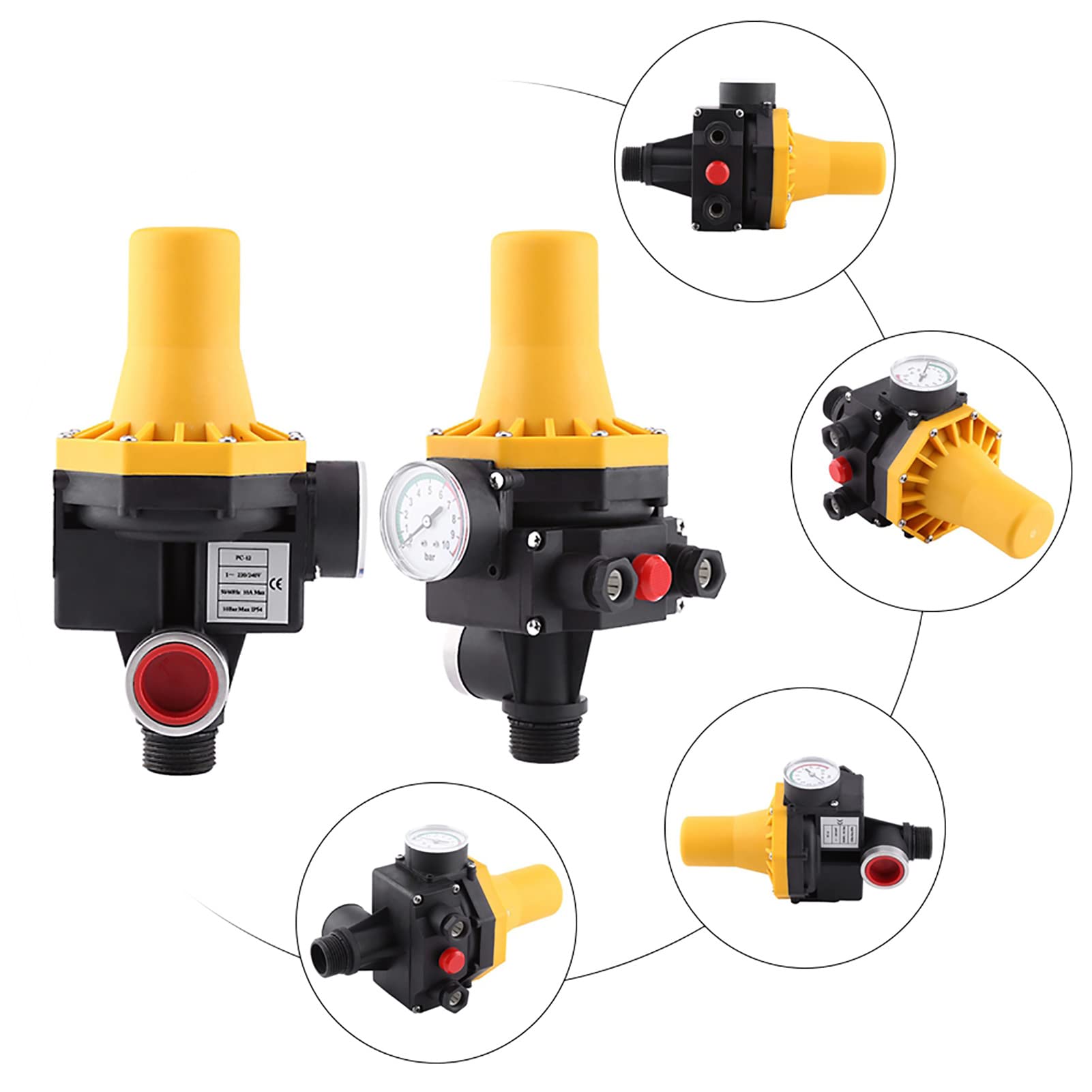 Controlador de Presión de la Bomba Controlador Bomba Agua Electrónica con Medidor Presión para el Jardín la Casa 220V