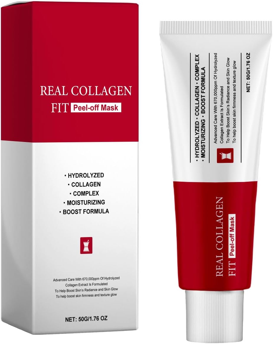 Real Collageen Fit, Collageen 2024 wrapping masker, collageen 670.000ppm, peel-off gezichtsmasker voor elasticiteit, hydratatie, glow, glazen huid, Koreaanse huidverzorging, 50 g (1)