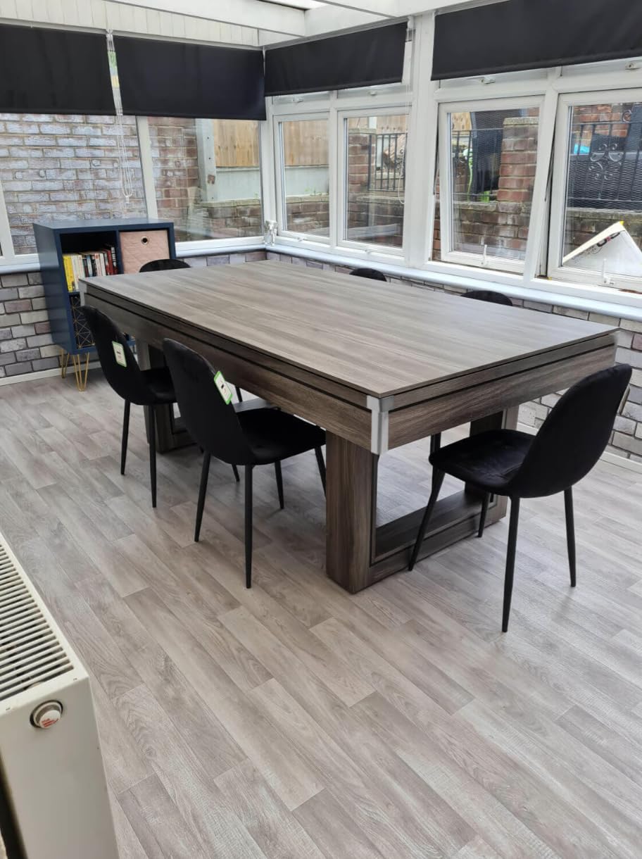 Tavolo da biliardo multifunzionale con piano da pranzo e ping pong, 1,8 m/2,1 m, tutti gli accessori inclusi, perfetto per giochi in famiglia e tempo libero