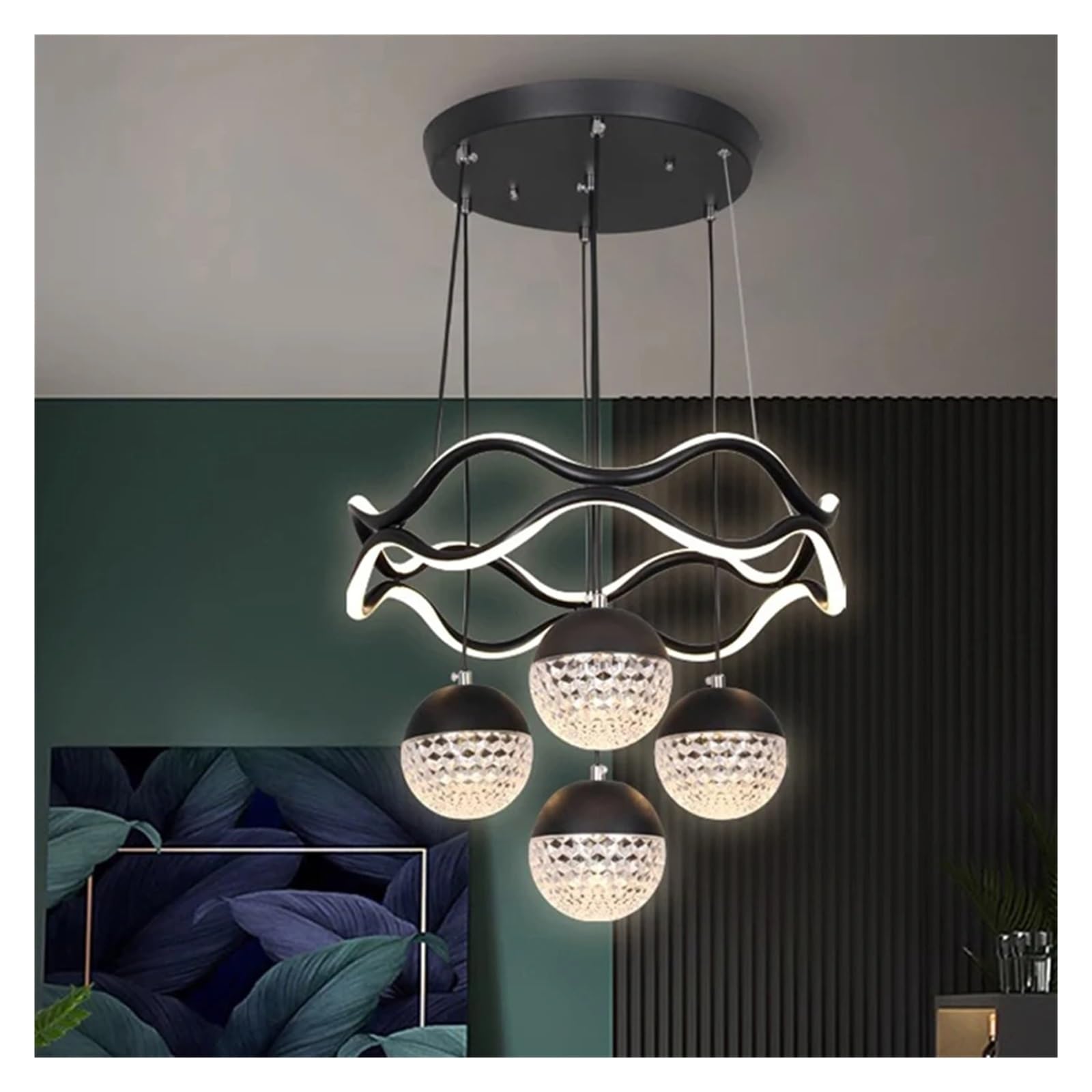 Luminaire suspendu LED moderne salon salle à manger cuisine suspension noire