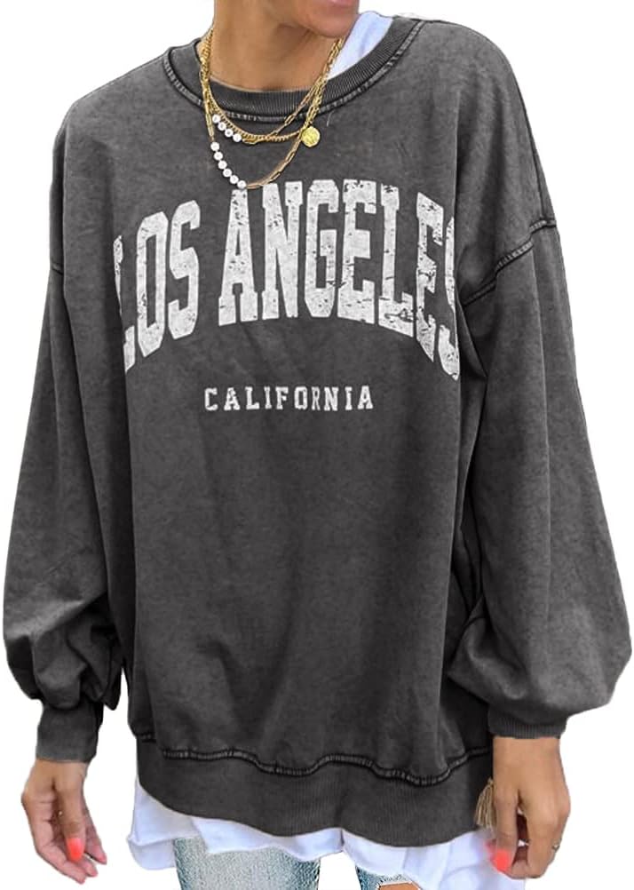 ORANDESIGNE Sweatshirts Femme Hiver Casual Impression De Noël T-Shirts à Manches Longues Décontracté Chic Hiver Impression De Renne Sweat Pullover Cadeaux De Noël A Blanc XS