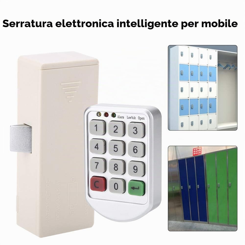 Kit di serratura elettronica per armadietti, senza chiave, con password elettronica, tastiera, numero di porta