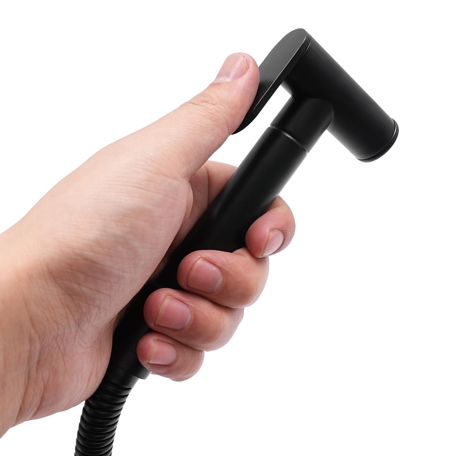 Bidet Spruzzatore manuale per WC, doccetta per WC, set di rubinetti, bidet caldo e freddo, set per WC, montaggio a parete, filettatura G1/2, dimensioni 135 x 70 mm (nero)