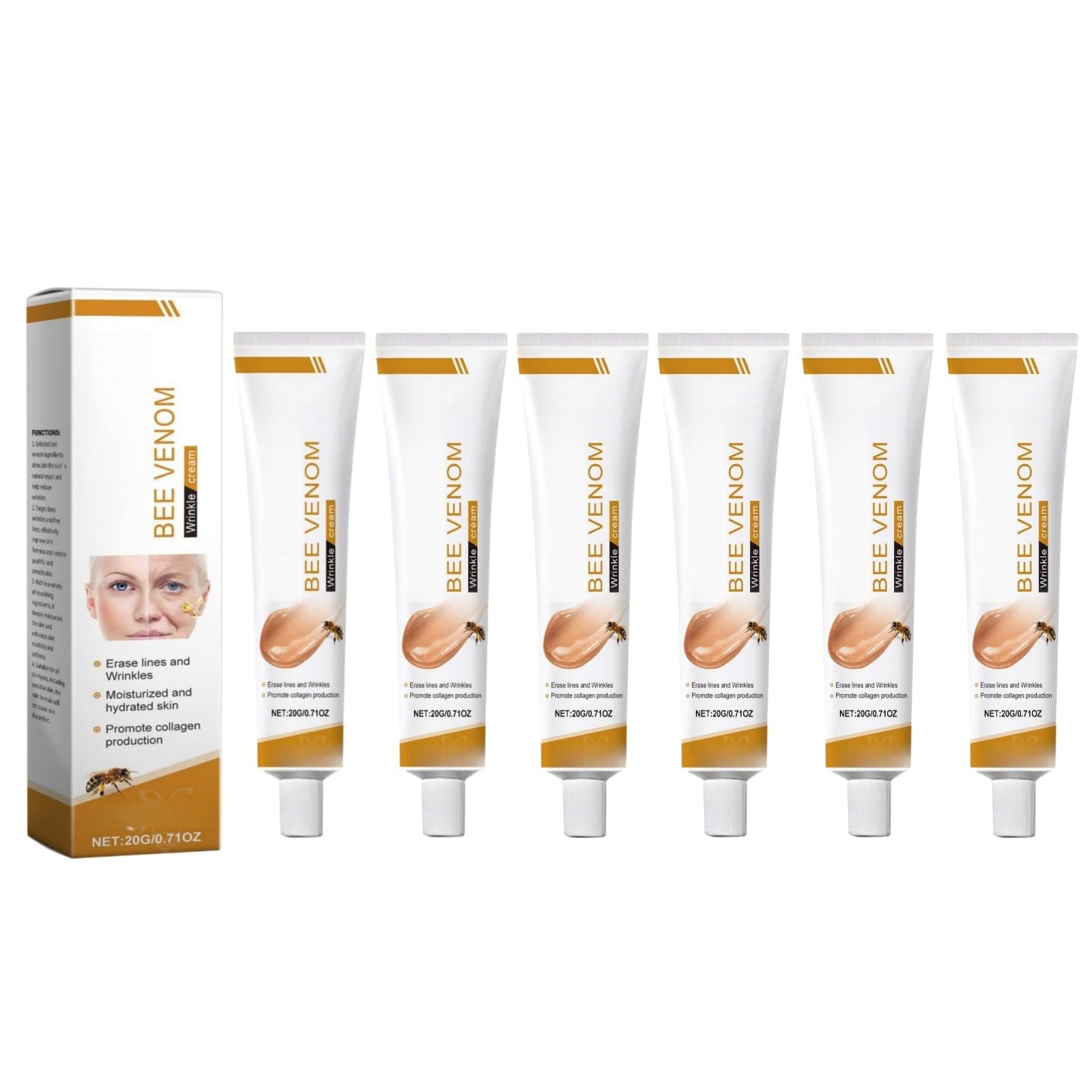Crema antirughe al veleno d'ape, ape venom idratante e rassodante viso e collo, cura età per lisciare le rughe, prodotti antirughe a base di veleno d'api, adatto a tutti