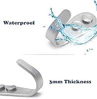 Vista 3 de Ganchos de pared resistentes, paquete de 8 ganchos individuales de acero inoxidable cepillado, ganchos pequeños en J para colgar ropa, chaquetas