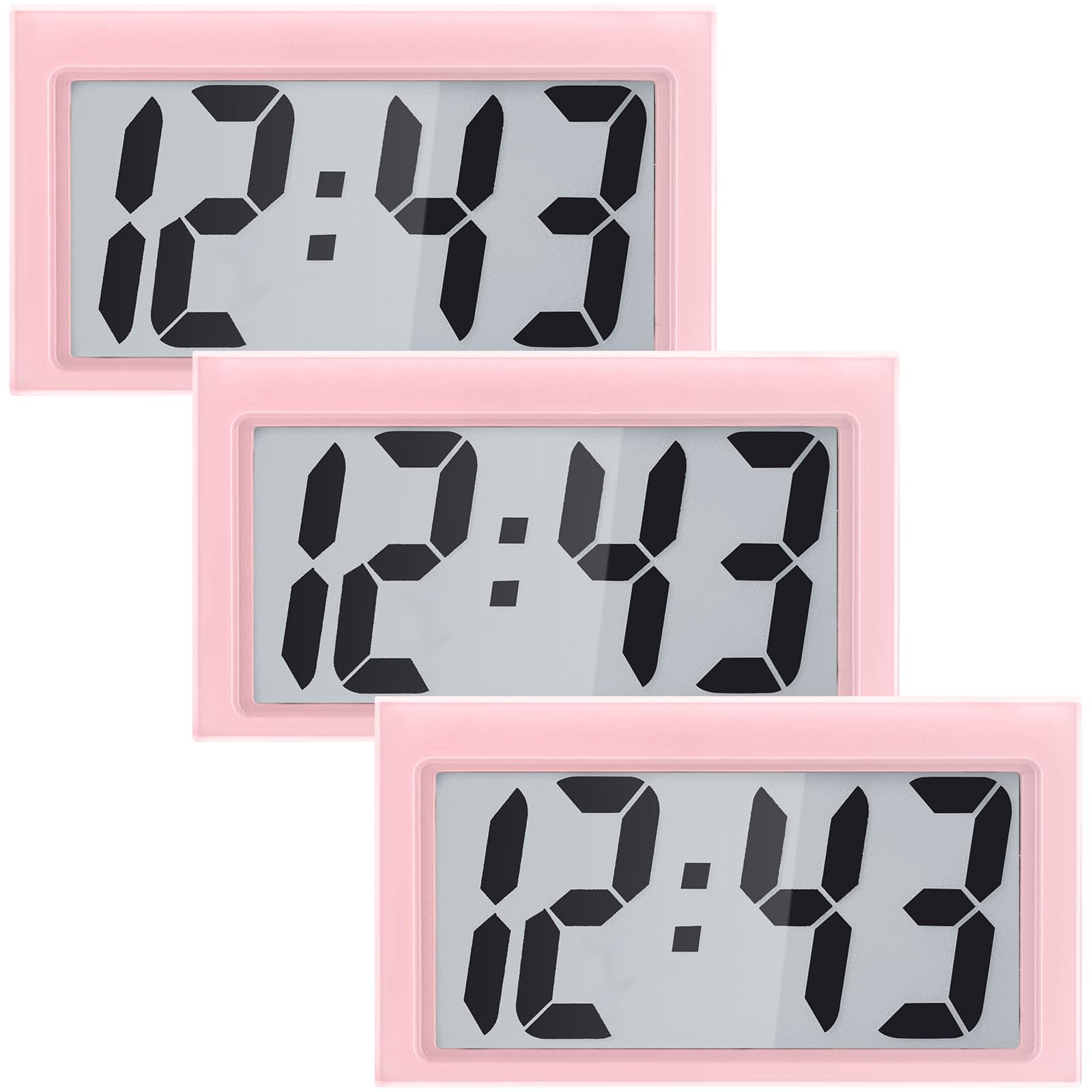 Frienda 3 Pieces Mini Small Digital Clock Stick On,Pink