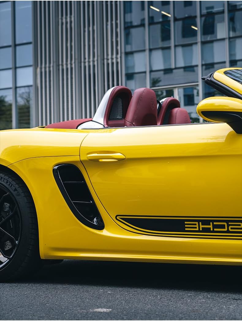 Fits for Porsche 718 Cayman Boxster Accessories 2016-2025, Fender Trim Car Side Vent Air Flower Intake Cover Decorative Sticker Exterior Accessories (Glossy Black)