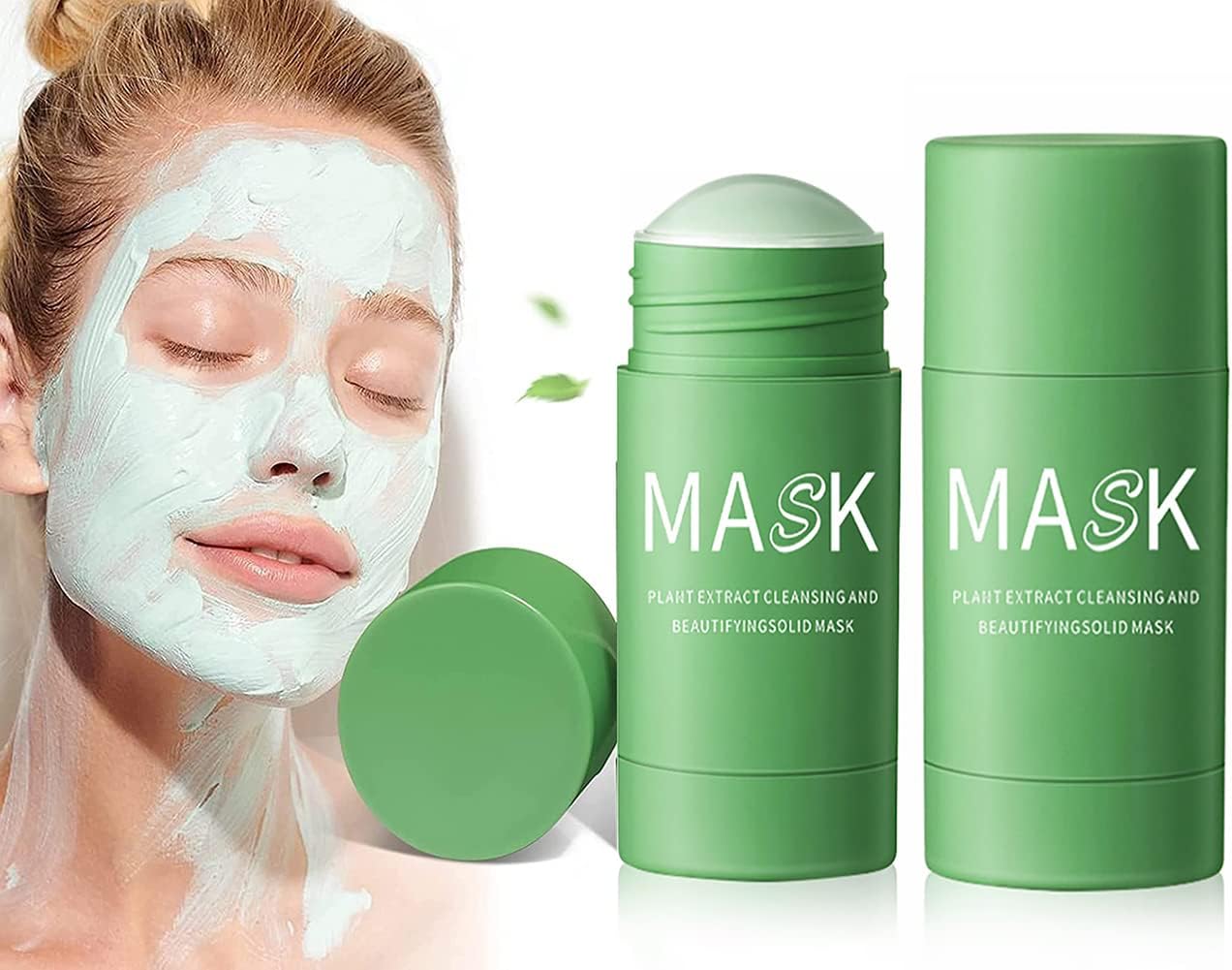 Artion 2pack Green Tea Mask Stick, Blackhead Remover with Green Tea Extract, Deep Pore Cleansing