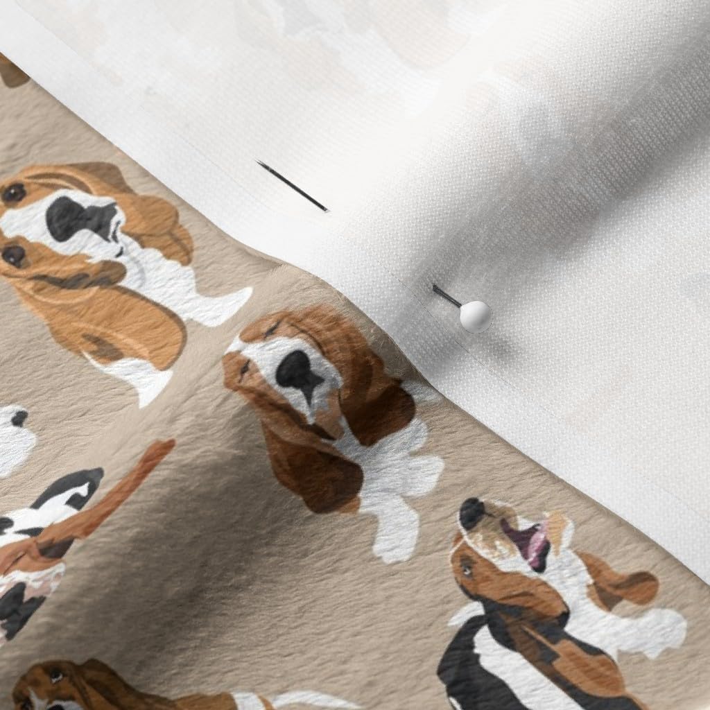 Spoonflower Fabric - Basset Tan Dog Dogs Hound Hounds Printed on Minky Fabric Fat Quarter - Sewing Baby Blankets Quilt Backing Plush