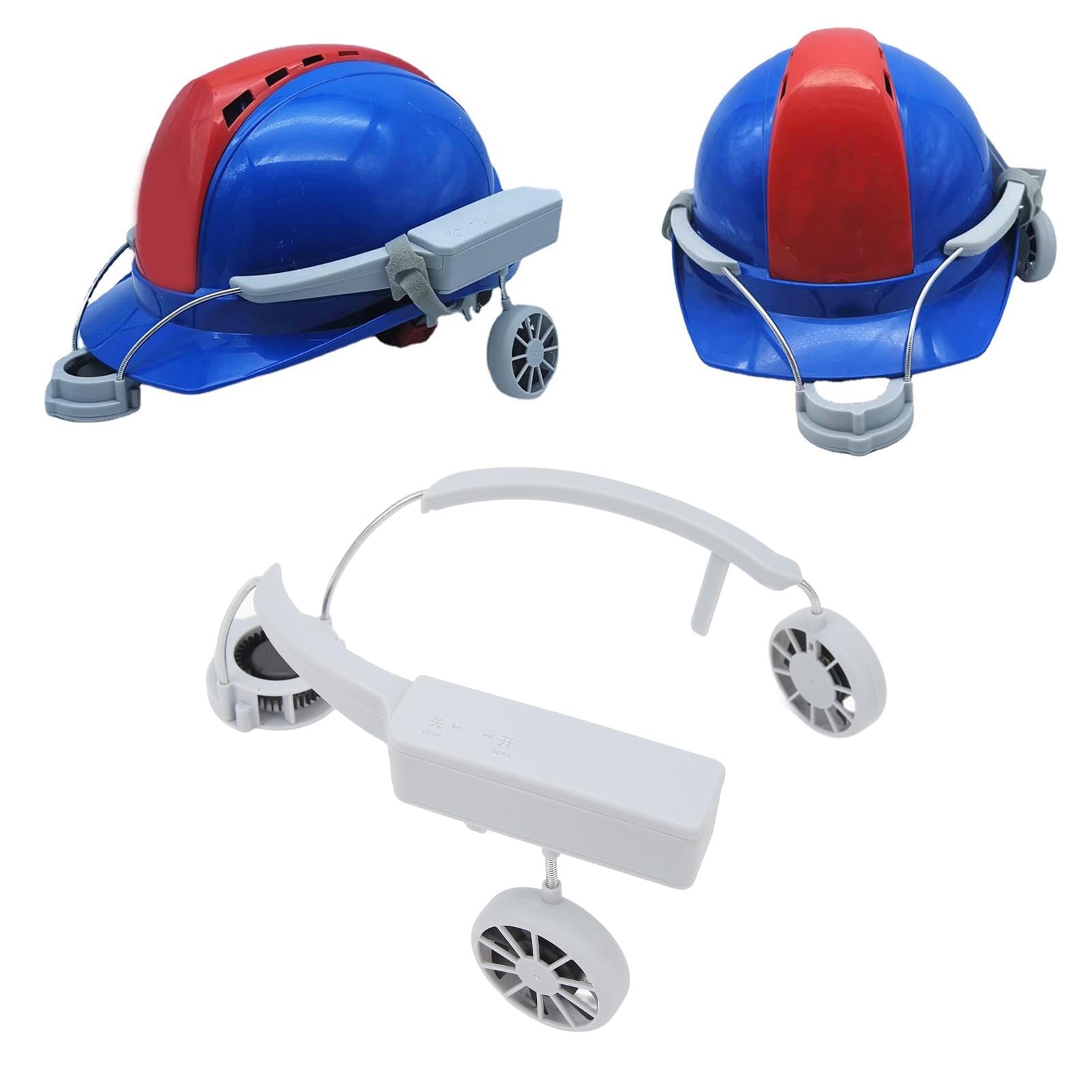 Hard Hat Fan, Safety Helmet Fan Portable Hard Hat Fan PP Hard Hat Cooling Fan Strong Wind Safety Helmets Accessories for Common Safety Helmet with Side Holes