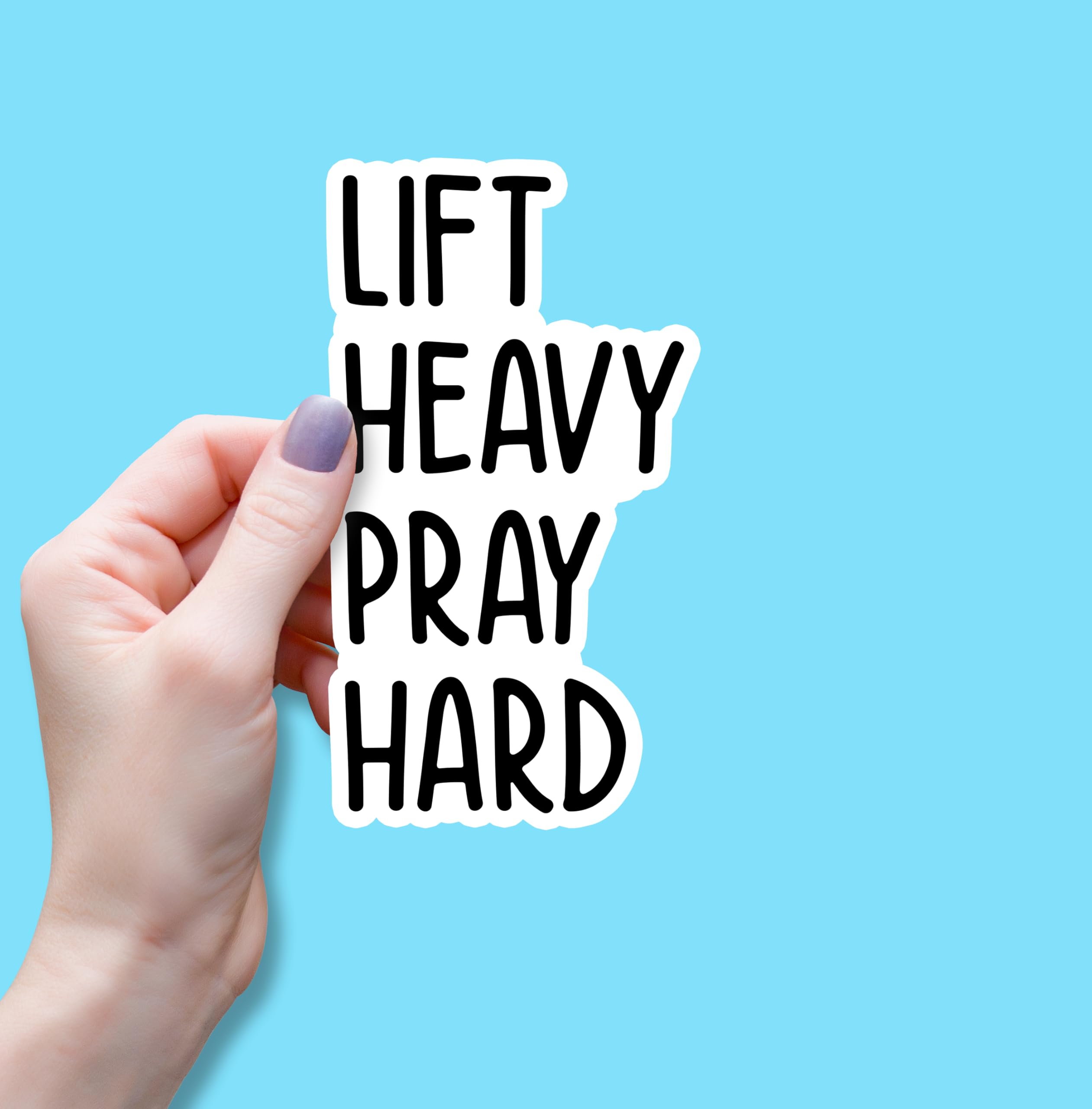 Photo 1 of (3PCS) Lift Heavy Pray Hard Sticker, Funny Christian Sarcastic Inspirational Weightlifting Gym Sport Lovers, Vinyl Sticker Decals for Books Laptops Phone Water Bottles Tumbler Cup Kindle 3x1.6 Inch