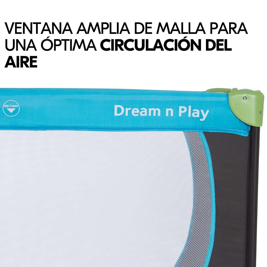 hauck Dream N Play Set de Cuna de Viaje Bebe con Colchón Alvi Confort 120x60 cm - Parque Infantil Plegable y Portátil con Bolsa de Transporte - Montaje Fácil – Azul