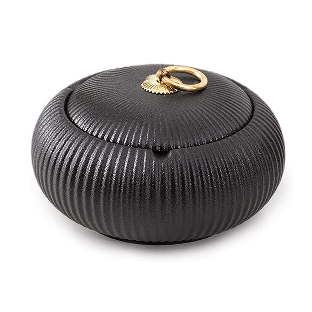 AAPIE Posacenere a Righe Posacenere da Esterno in Ceramica Senza Fumo Posacenere con Coperchio Posacenere da Esterno per Sigarette Patio Home Office Bar