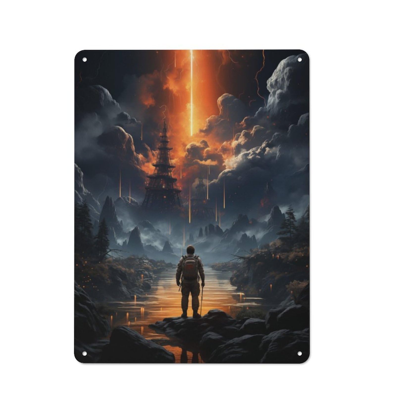 Junmoney Astronaut On Alien Planet Metal Wall Sign 40X30cm Featuring For Home Bar Wall, Housewarming Present For People Styling Home Bar