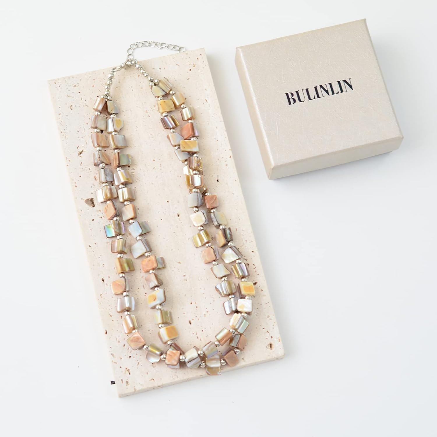 BULINLIN Boho Layered Shell Beaded Necklaces Handmade Colored Bead Choker Necklace Holiday Style Costume Jewelry for Women - Image 5