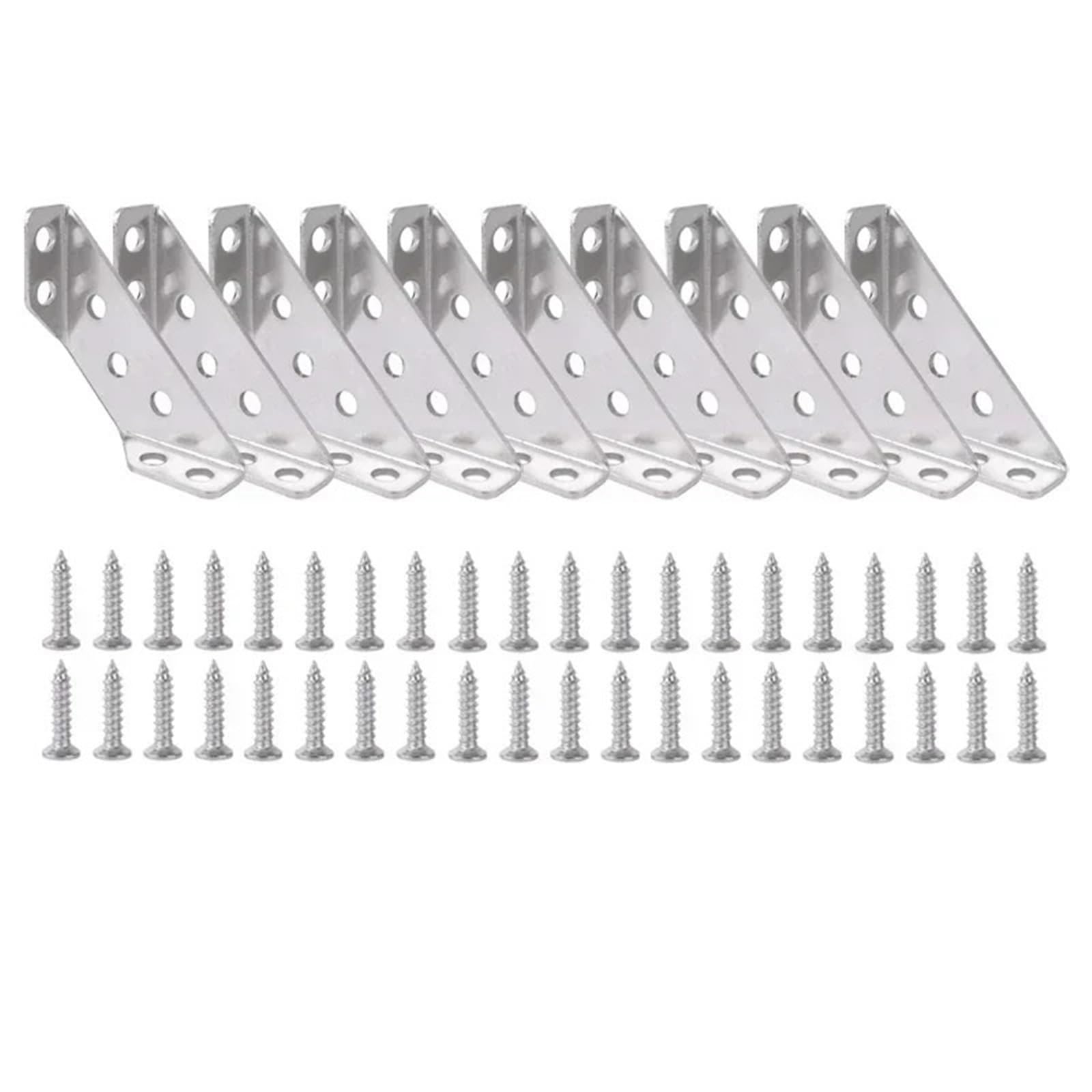 Corner Braces Brackets Stainless Steel 90 Degree Corner Bracket with Matching Screws for Cabinet Frame Fixed Assembly Use(10Sets)