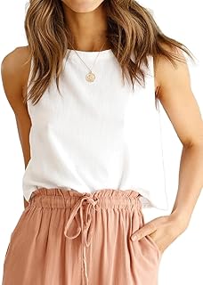 Womens Linen Crop Tank Tops Cute Summer Sleeveless Cropped Linen Tops