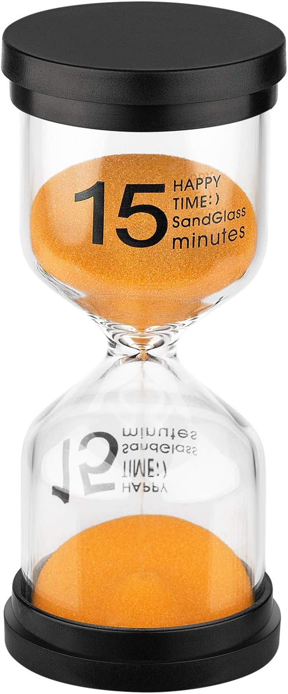 KSMA Sand Timer 15 Minute Hourglass Timer,Colorful Sandglass Timer for Kids,Classroom,Kitchen,Games,Toothbrush Timer