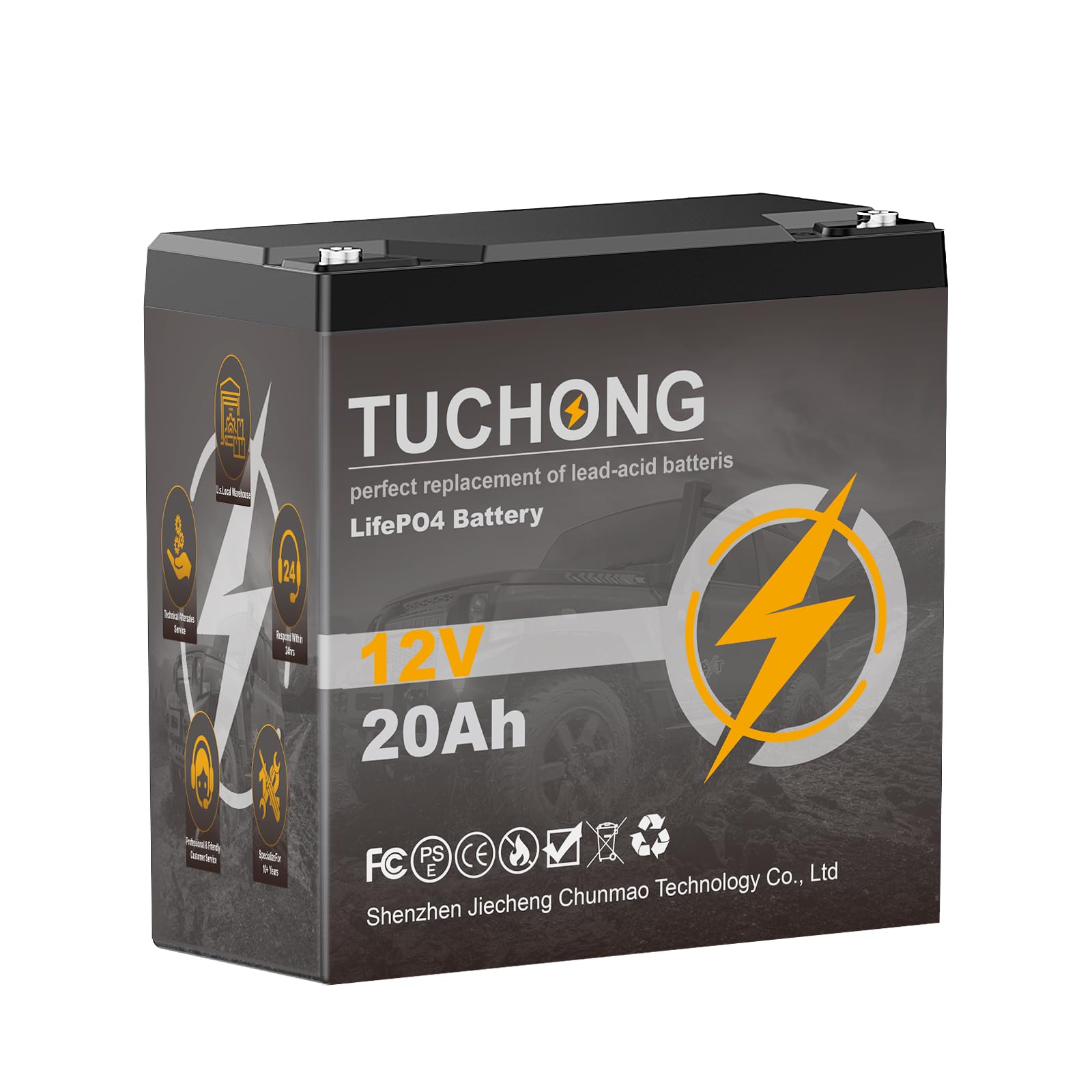 12V 20Ah Lithium Battery, Rechargeable LiFePO4 Battery, Up to 5000+ Deep Cycle Lithium Iron Phosphate Battery Built-in BMS, for Solar/Wind Power, Lighting, Outdoor camping, Fish Finder, Energy Storage