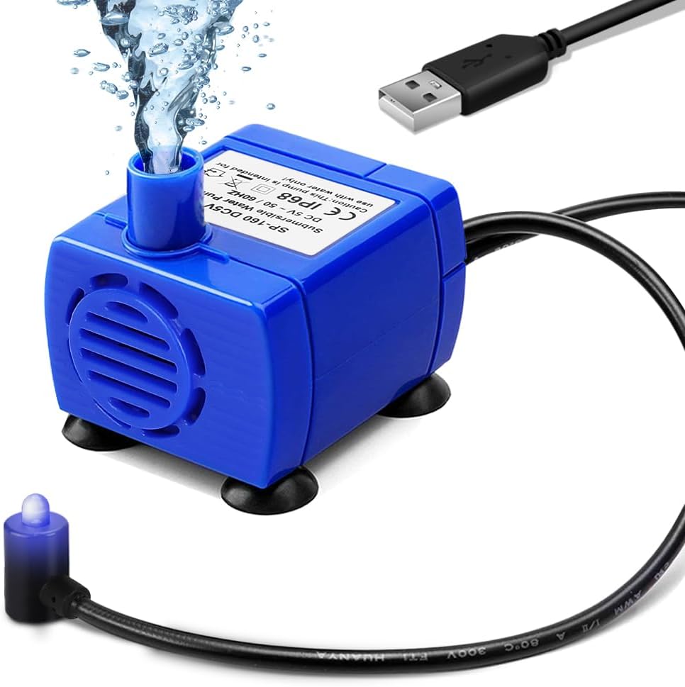 Comsmart Pet Water Fountain Pump, Upgraded Auto Power Off Cat Fountain Pump Replacement, Cat Fountain Water Bowl Inside Replacement Motor DR-DC160 for Pet Drinking Fountain Cat Dog Water Dispenser